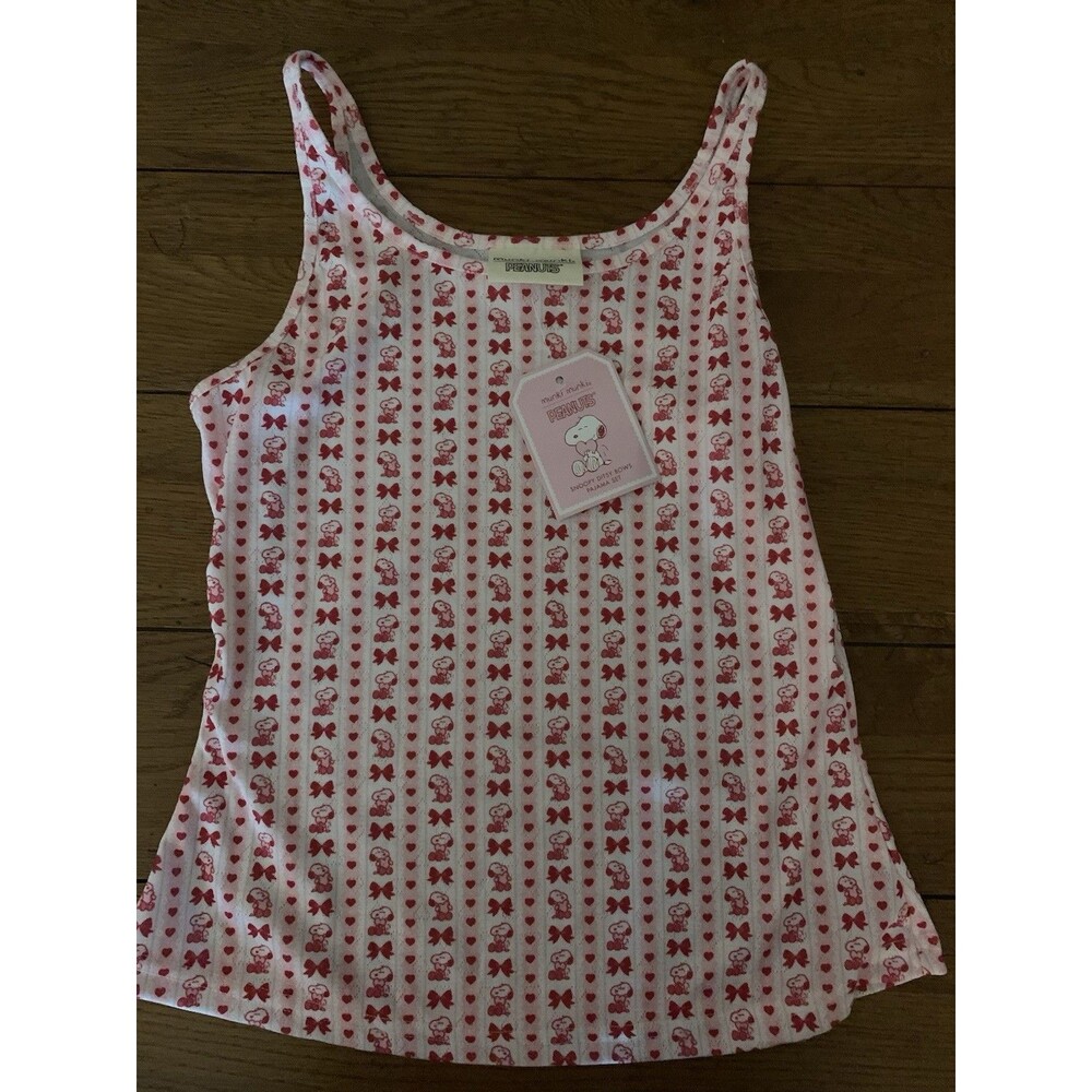 Munki Munki Peanuts Snoopy Ditsy Bows Pajama Tank Top NWT Small